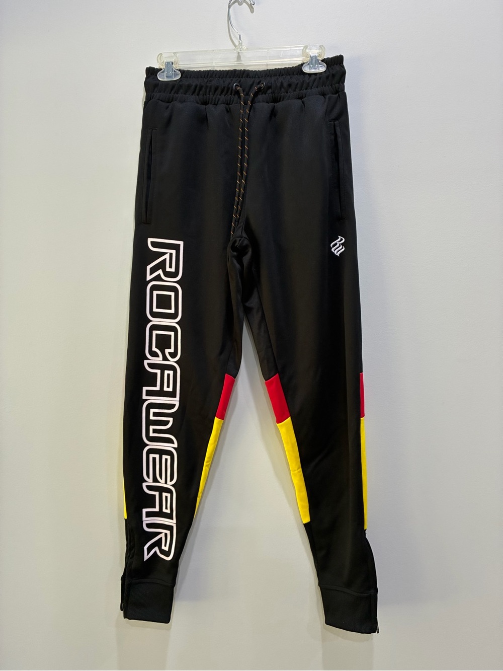 Rocawear Black Joggers with Red & Yellow Panels -size M New
